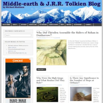 The Middle-earth Blog at Xenite.Org in March 2017. The WordPress theme is somewhat dated but we cannot find one that works as well.